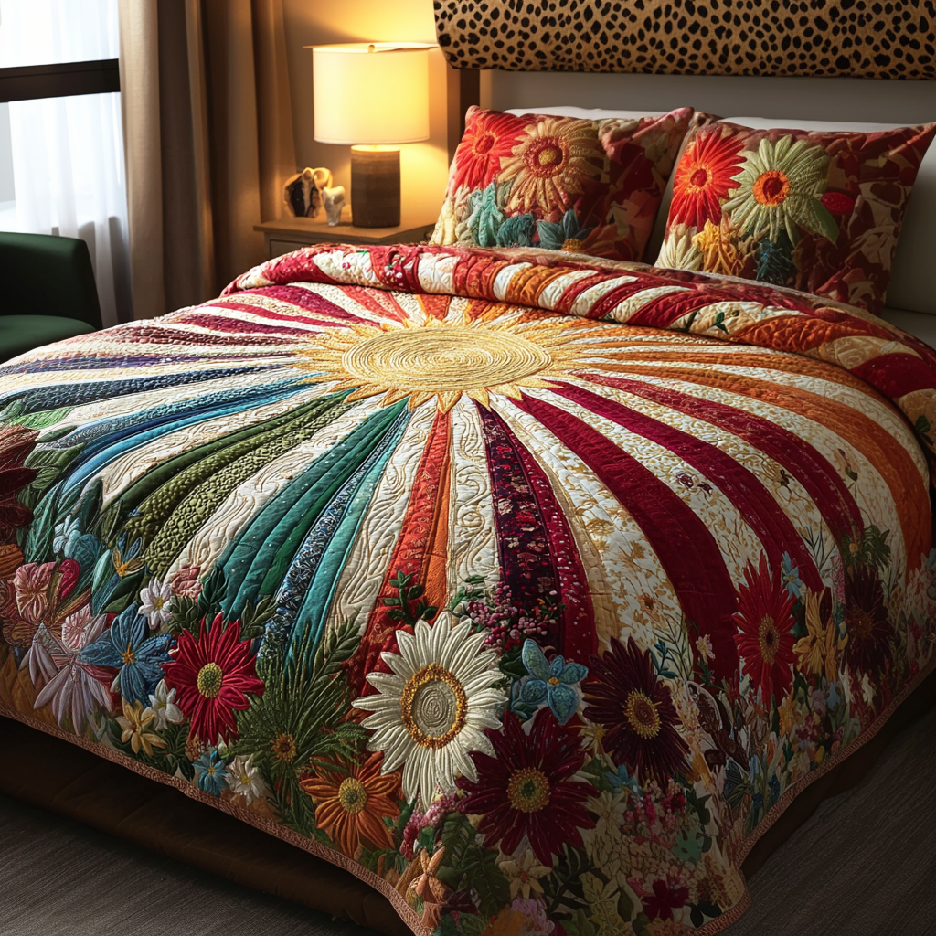 Sunshine Meadow Quilted Bedding Set Duvet Cover Merch Sunflower Gifts For Grandma Sunshine Meadow Quilted Bedding Set Duvet Cover Merch Sunflower Gifts For Grandma