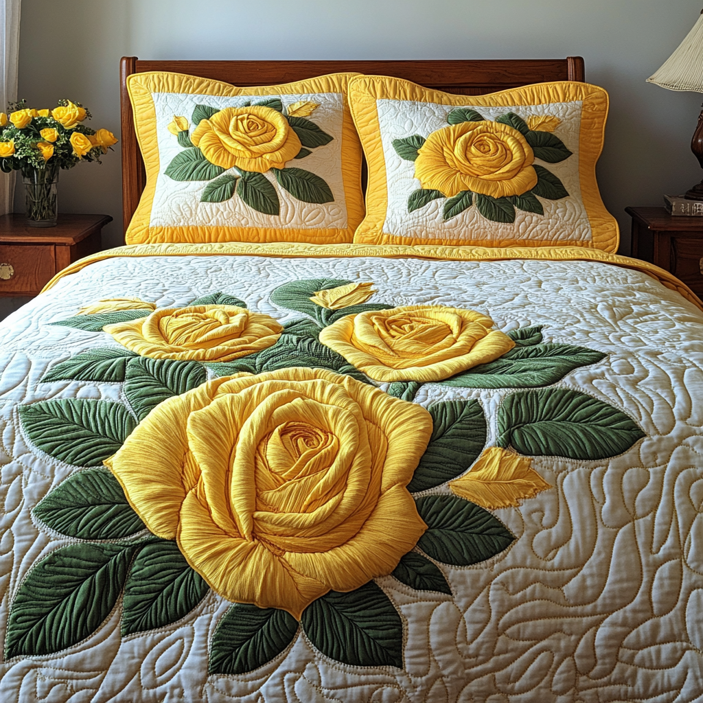 Sunshine Rose Quilted Bedding Set Duvet Cover Bedspread Ros Christmas Flower Gifts Sunshine Rose Quilted Bedding Set Duvet Cover Bedspread Ros Christmas Flower Gifts