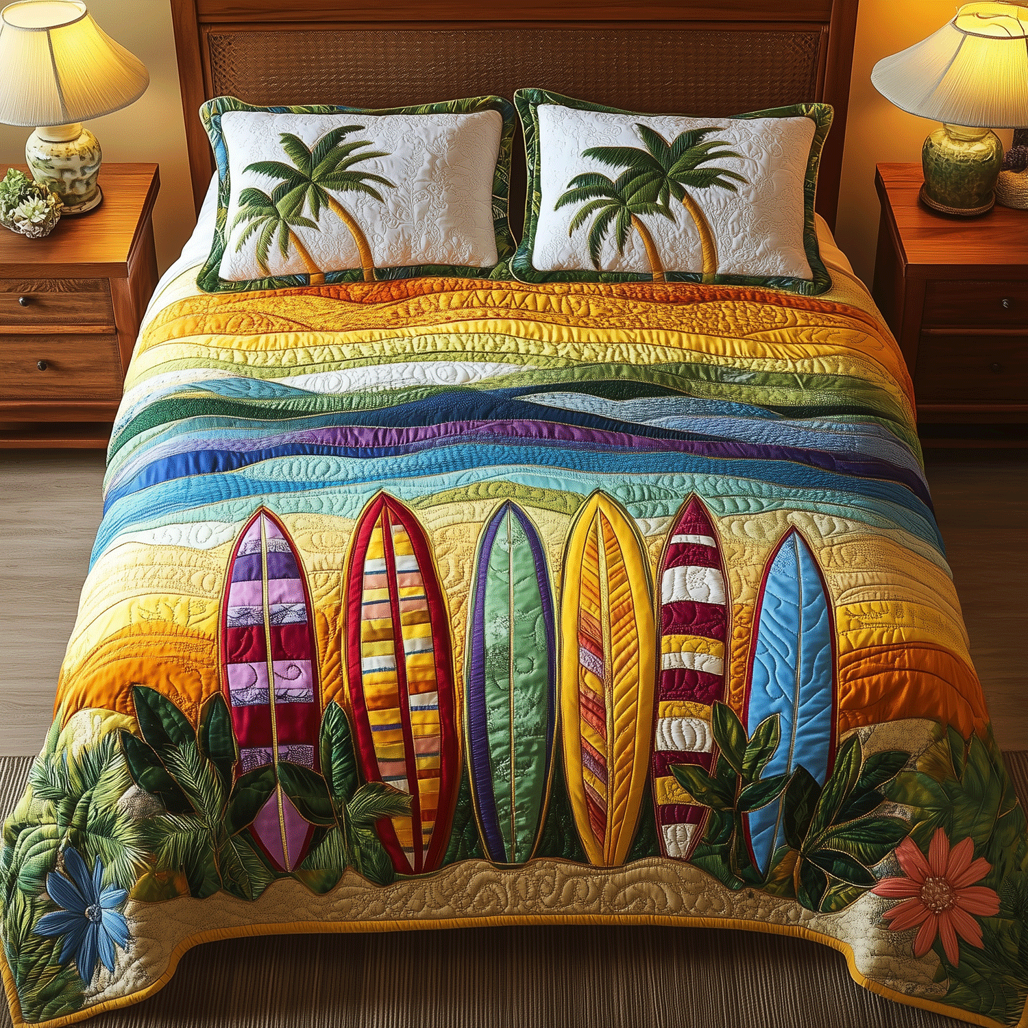 Surf Paradise Quilted Bedding Set Duvet Cover Bedspread Ocean Themed Christmas Gifts Surf Paradise Quilted Bedding Set Duvet Cover Bedspread Ocean Themed Christmas Gifts