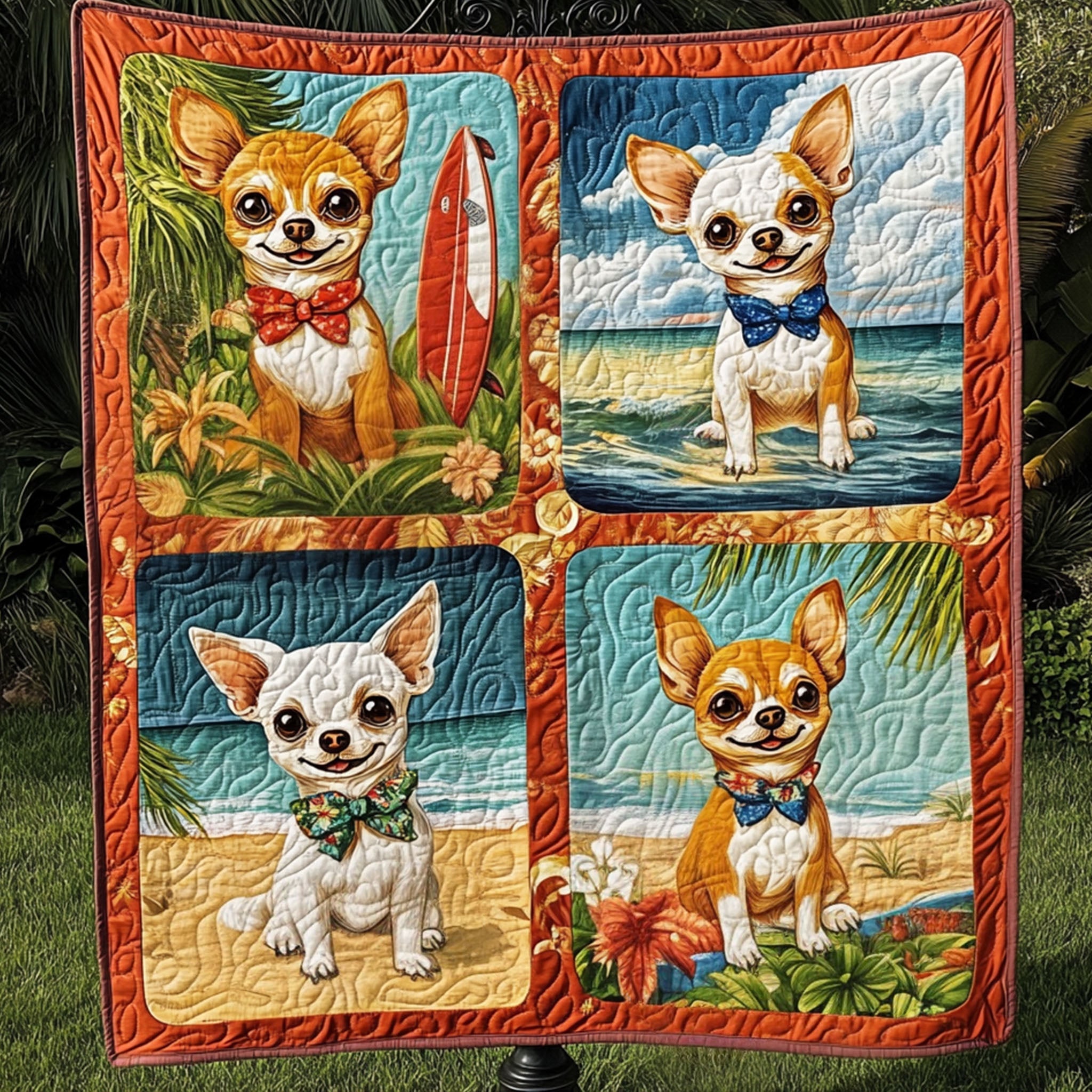 Surf Up Quilted Blanket Cute Colorful Blanket Chihuahua Christmas Gifts Surf Up Quilted Blanket Cute Colorful Blanket Chihuahua Christmas Gifts