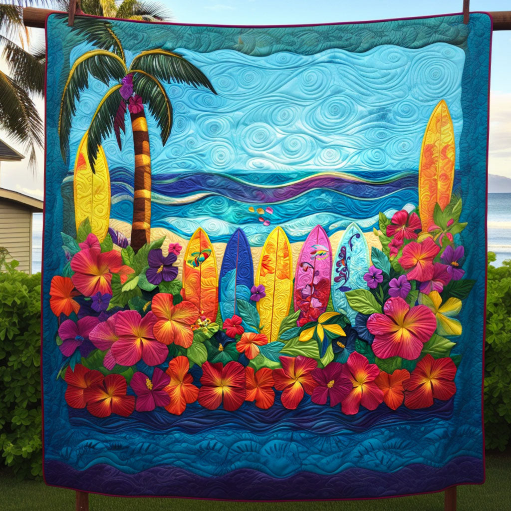 Surf Up Quilted Blanket Sofa Throw Blanket Unique Gifts For Beach Lovers