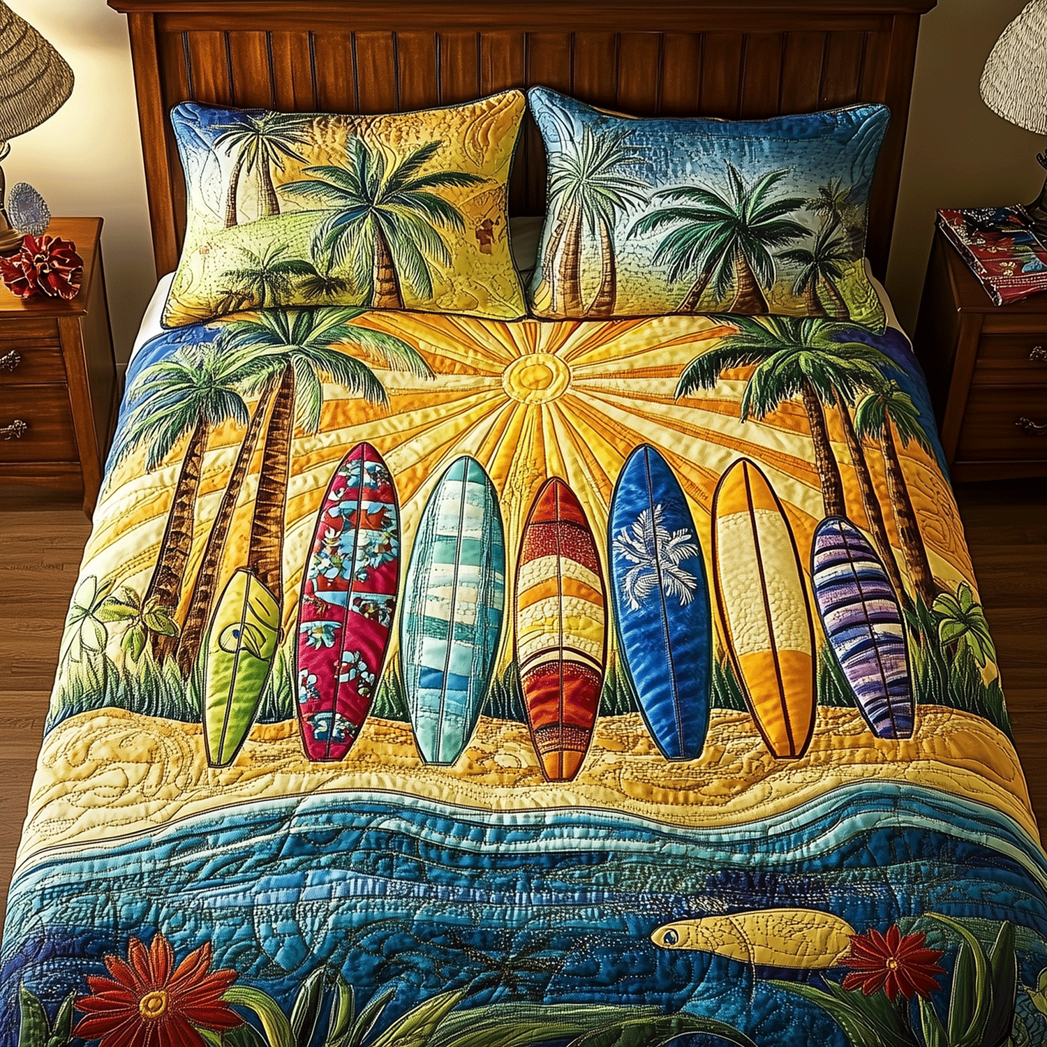 Surfboard Fantasy Quilted Bedding Set Duvet Cover Bedspread Ocean Themed Gift Ideas Surfboard Fantasy Quilted Bedding Set Duvet Cover Bedspread Ocean Themed Gift Ideas