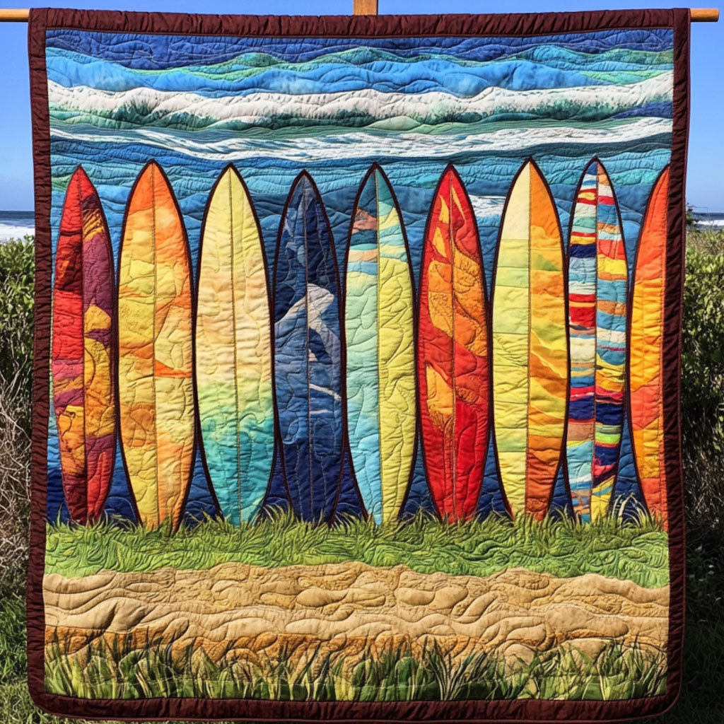 Surfboard Paradise Quilted Blanket Sofa Throw Blanket Great Gifts For Beach Lovers