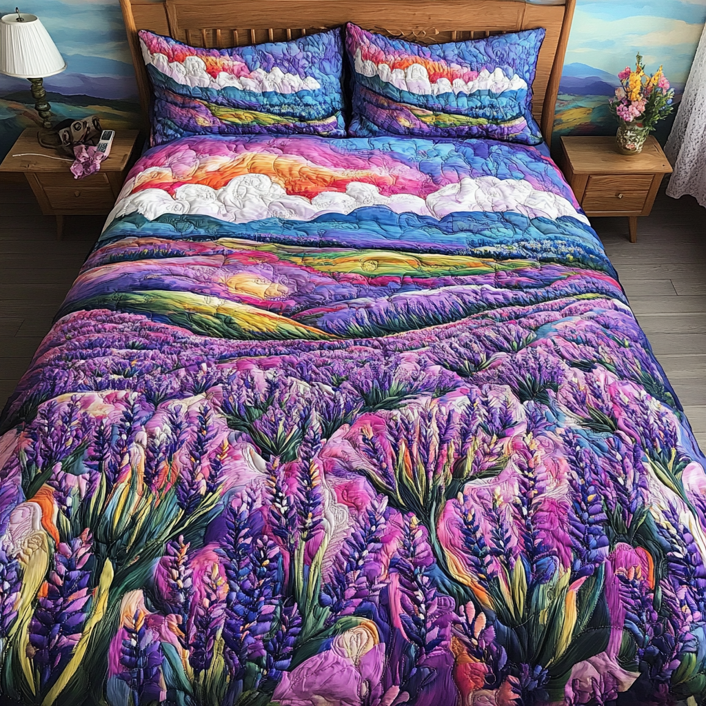 Sweet Bloom Quilted Bedding Set Duvet Cover Bedspread Lavender Gifts For Him Sweet Bloom Quilted Bedding Set Duvet Cover Bedspread Lavender Gifts For Him