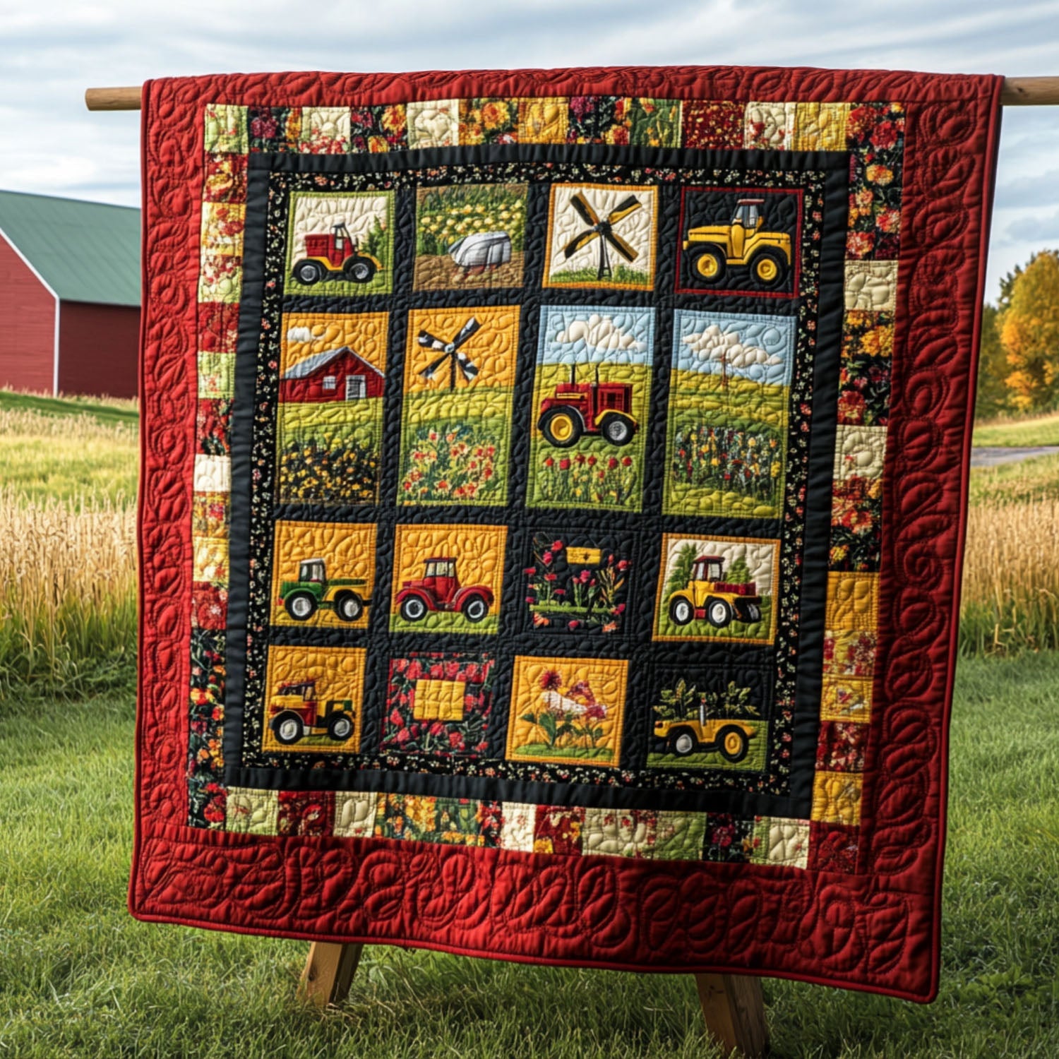 Sweet Country Life Quilted Blanket Cute Throw Blanket Gifts For Tractor Drivers