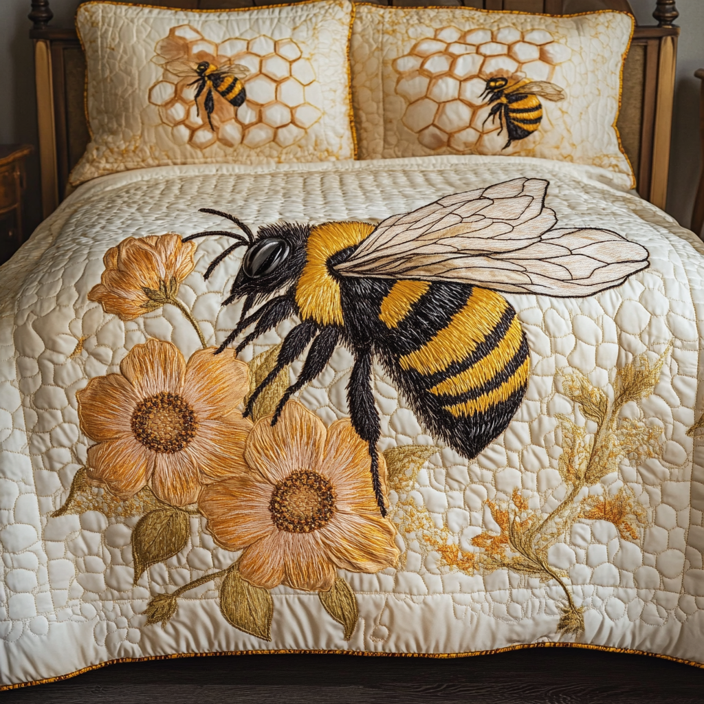 Sweet Swarm Quilted Bedding Set Duvet Cover Bed Sheet Set Bumblebee Gifts For Her Sweet Swarm Quilted Bedding Set Duvet Cover Bed Sheet Set Bumblebee Gifts For Her