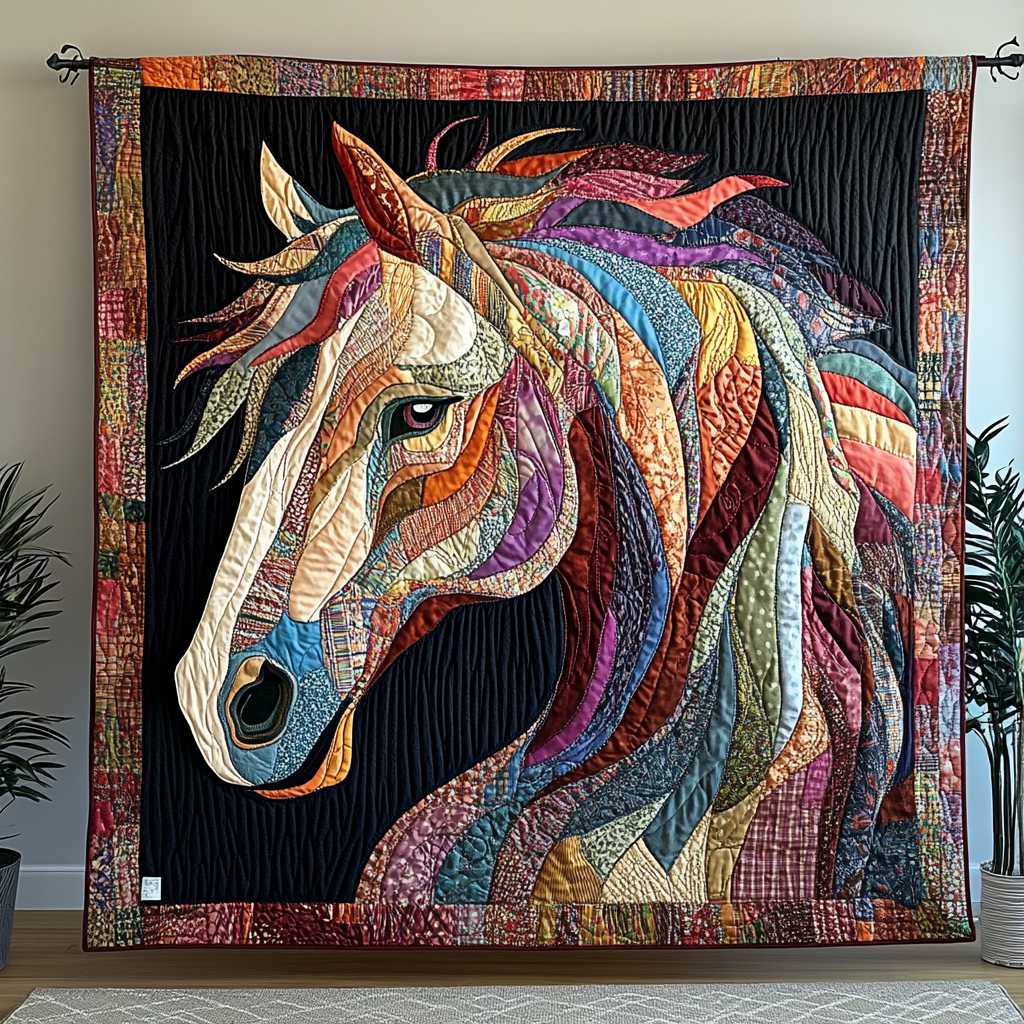 Swift Stallion Quilted Blanket Cute Colorful Blanket Gifts For People Who Like Horses Swift Stallion Quilted Blanket Cute Colorful Blanket Gifts For People Who Like Horses