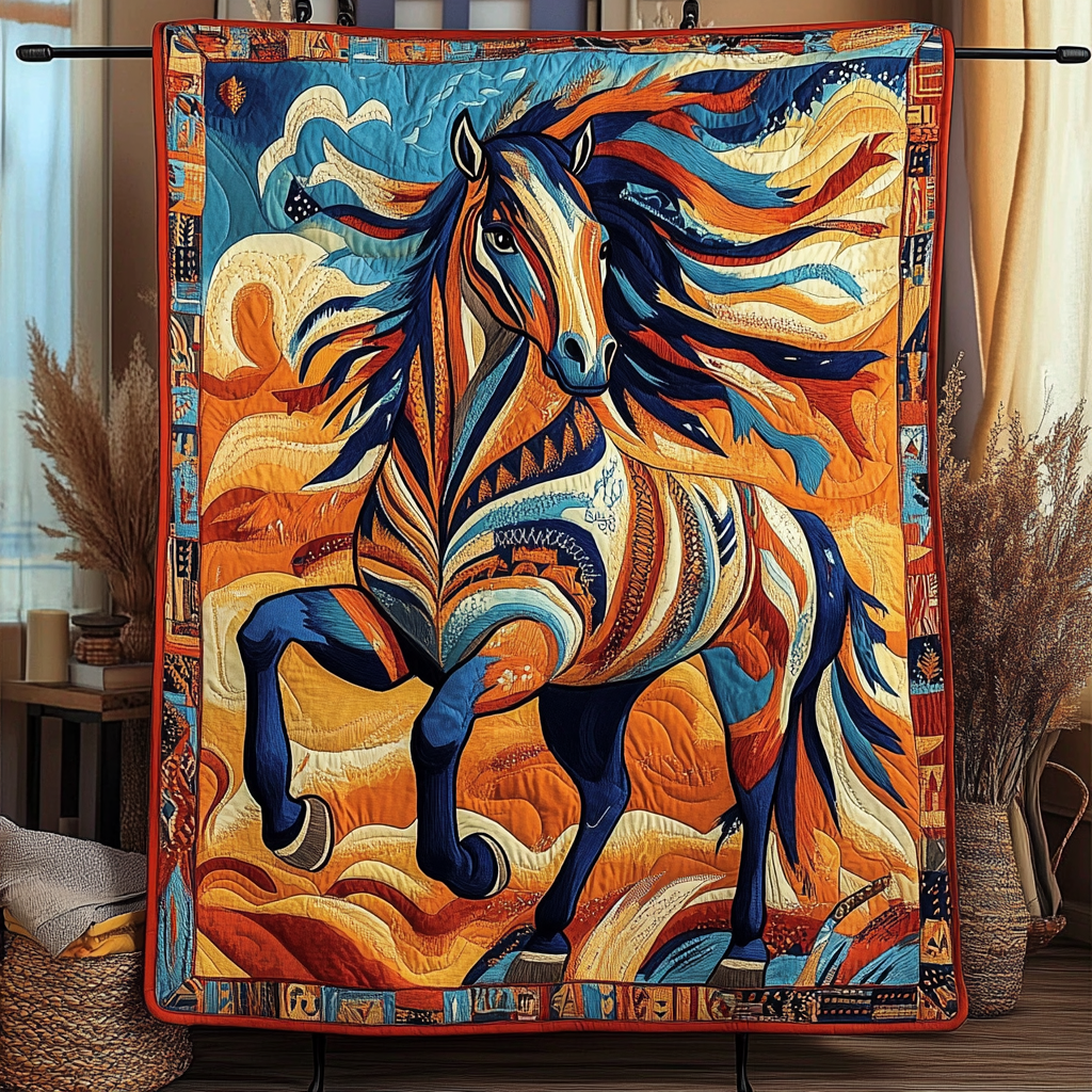 Swift Stallion Quilted Blanket Cute Colorful Blanket Inexpensive Gifts For Horse Lovers Swift Stallion Quilted Blanket Cute Colorful Blanket Inexpensive Gifts For Horse Lovers