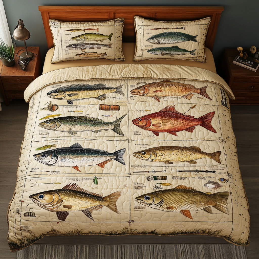 Tackle Time Quilted Bedding Set Duvet Cover Bedspread Fishing Gifts For Boyfriend Tackle Time Quilted Bedding Set Duvet Cover Bedspread Fishing Gifts For Boyfriend