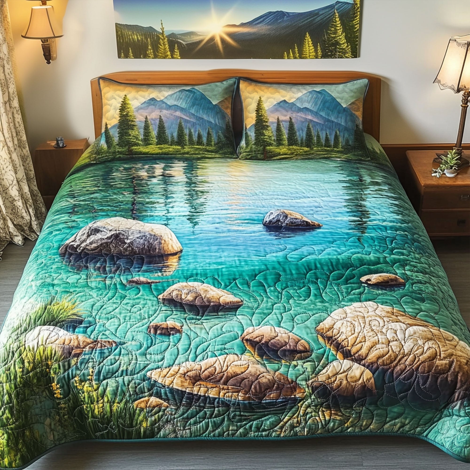 Tahoe Calm Quilted Bedding Set Duvet Cover Bed Sheet Set Teenager Present Ideas Tahoe Calm Quilted Bedding Set Duvet Cover Bed Sheet Set Teenager Present Ideas