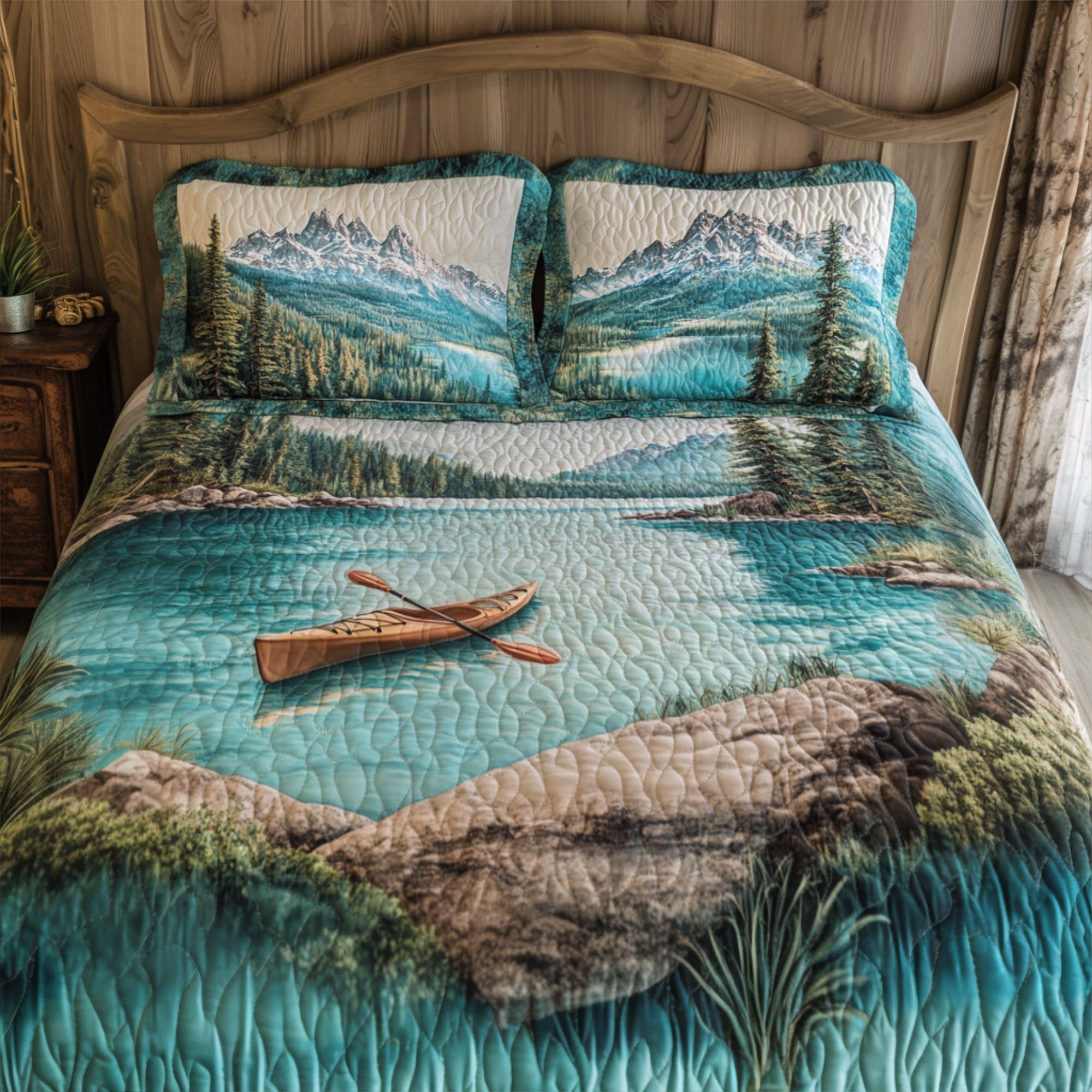 Tahoe Horizon Quilted Bedding Set Duvet Cover Bedspreads Cool Gifts For Kayakers