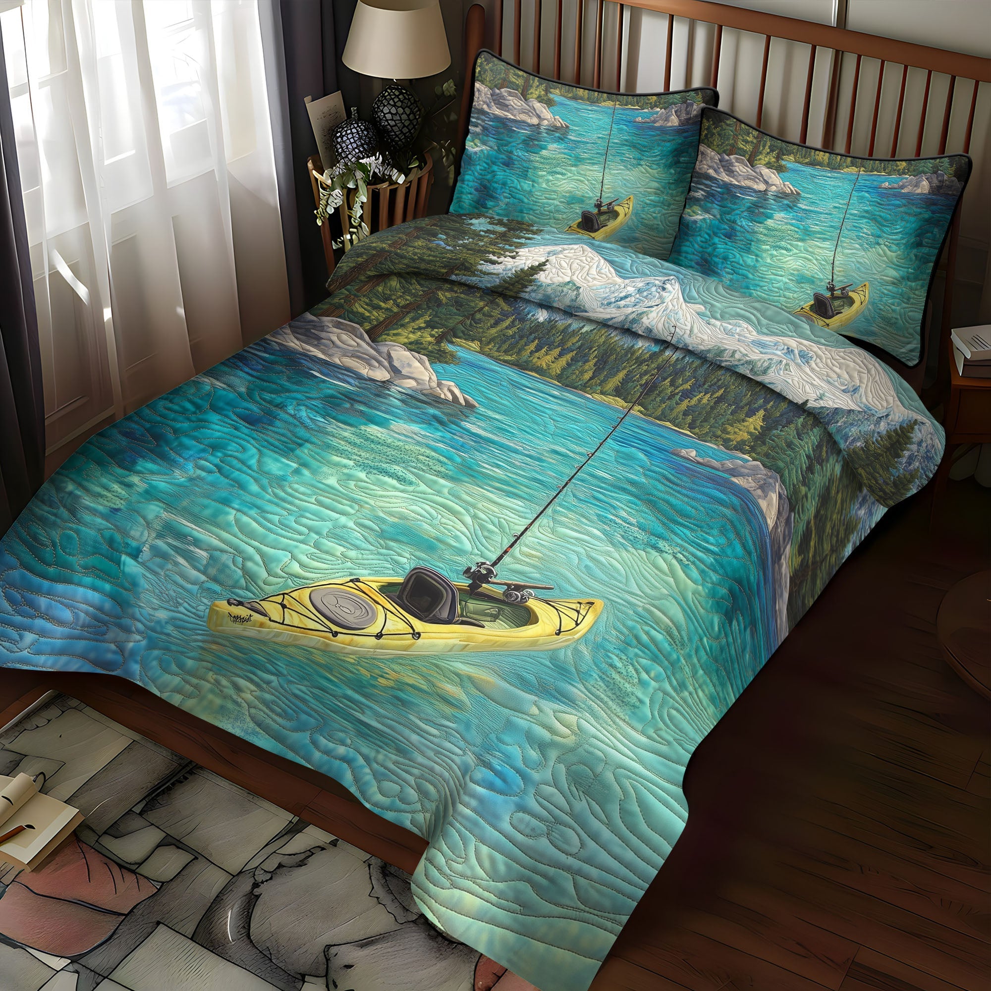 Tahoe Reflection Quilted Bedding Set Duvet Cover Bed Sheet Set Kayak Gifts For Her Tahoe Reflection Quilted Bedding Set Duvet Cover Bed Sheet Set Kayak Gifts For Her