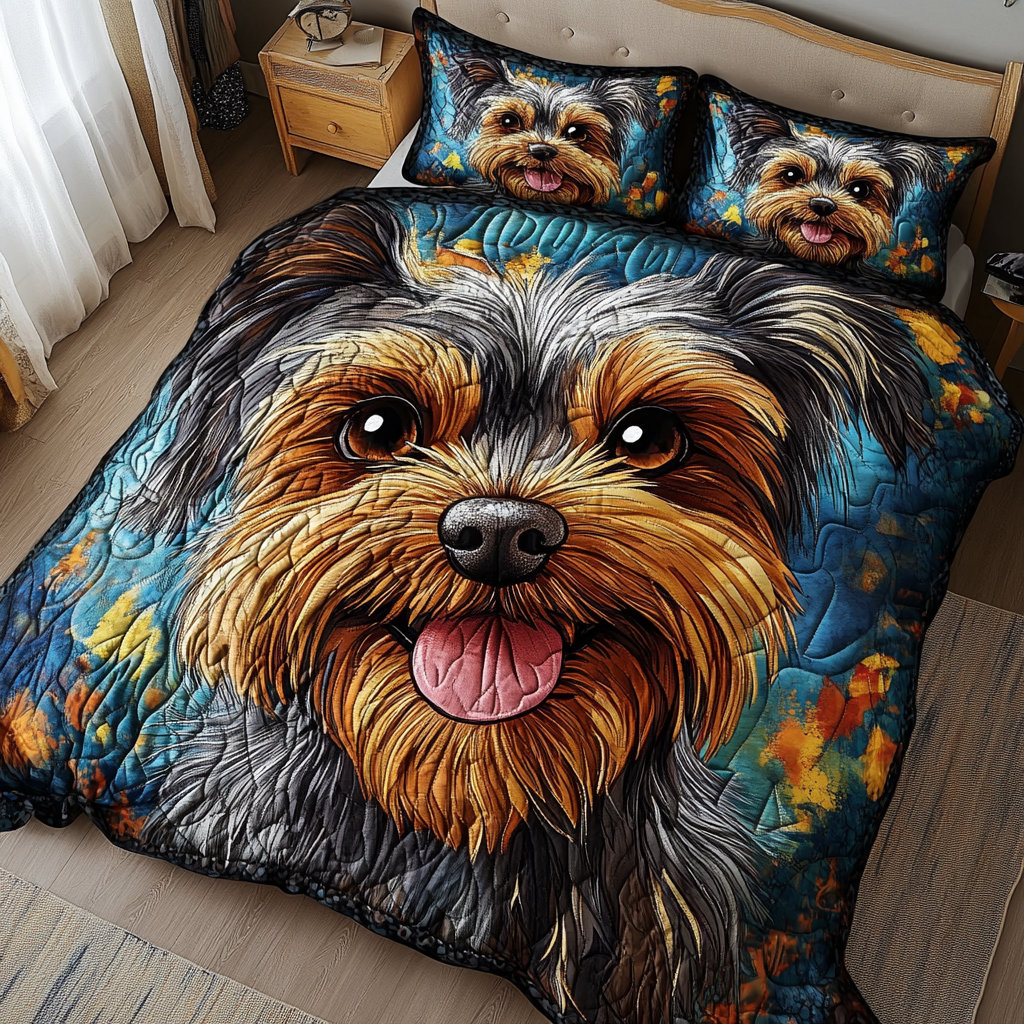 Tail Comfort Quilted Bedding Set Duvet Cover Bed Sheet Set Yorkshire Terrier Merchandise Tail Comfort Quilted Bedding Set Duvet Cover Bed Sheet Set Yorkshire Terrier Merchandise