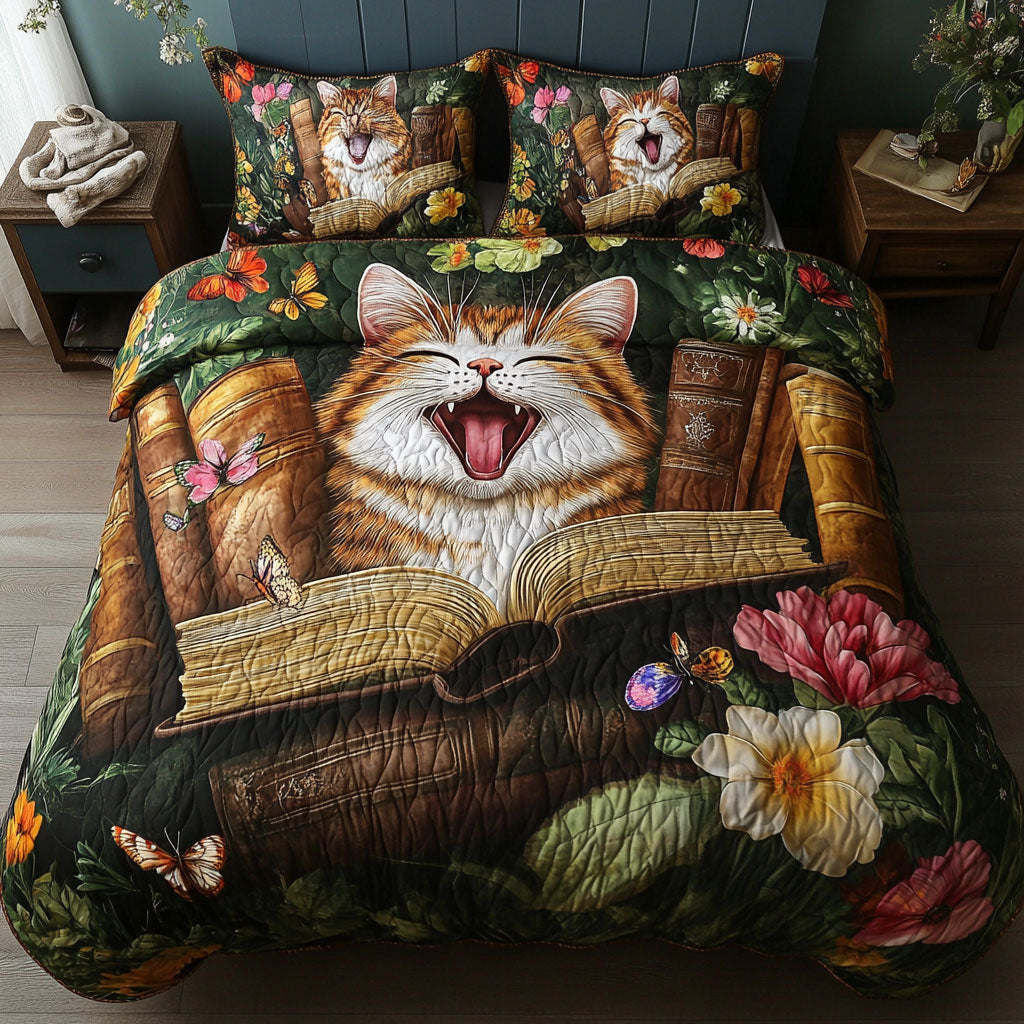 Tails and Tomes Quilted Bedding Set Duvet Cover Bed Sheet Set Best Cat Gifts Tails and Tomes Quilted Bedding Set Duvet Cover Bed Sheet Set Best Cat Gifts