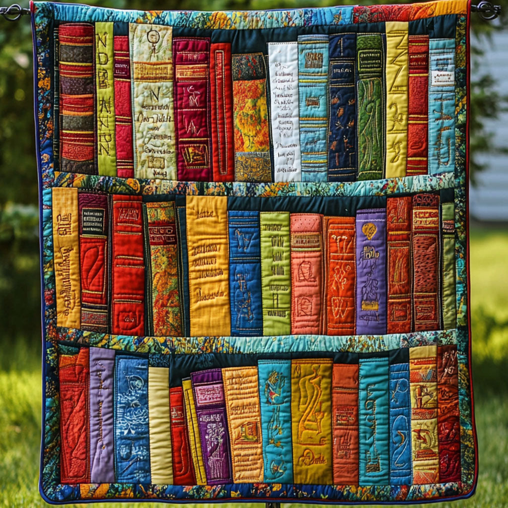 Tales in Threads Quilted Blanket Cute Colorful Blanket Great Book Lover Presents Tales in Threads Quilted Blanket Cute Colorful Blanket Great Book Lover Presents