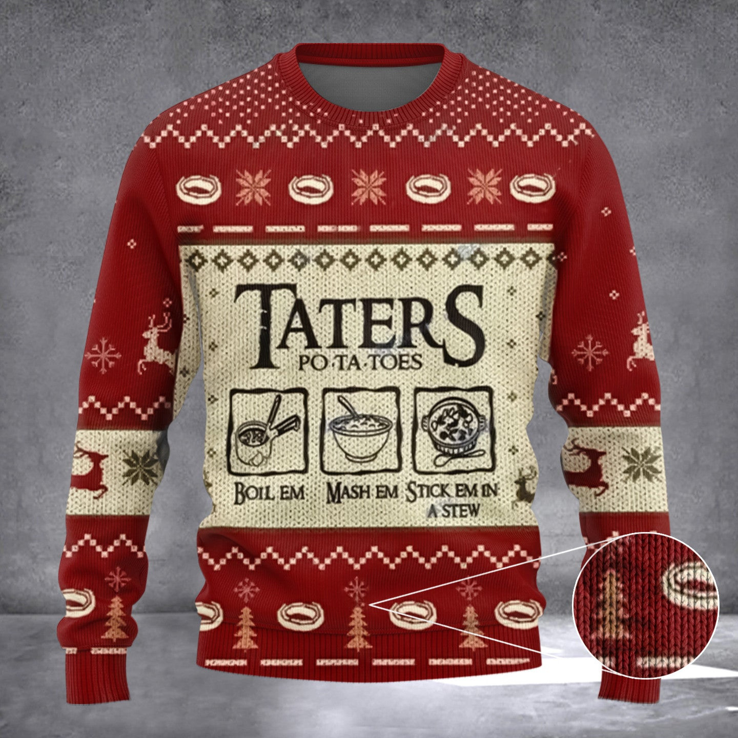 Taters Potatoes Red Ugly Christmas Sweater Merry Christmas Sweater 2024 Gifts For Xmas