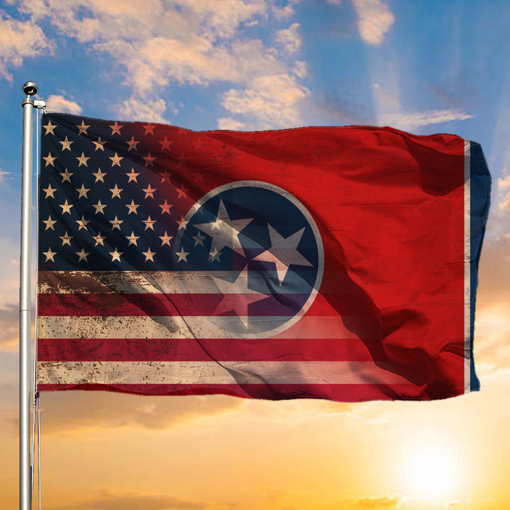 Tennessee Flag With Old American Flag US State Patriotic Merchandise Tennessee Flag With Old American Flag US State Patriotic Merchandise
