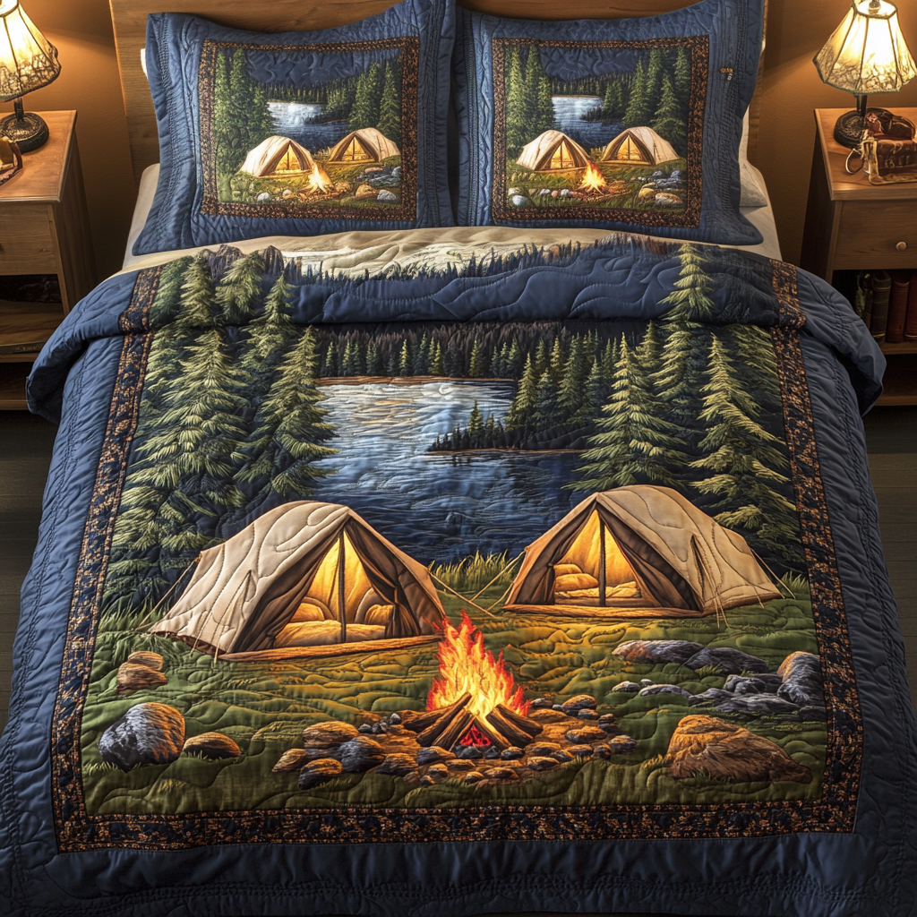 Tent Nights Quilted Bedding Set Duvet Cover Merch Best Camping Gifts Tent Nights Quilted Bedding Set Duvet Cover Merch Best Camping Gifts