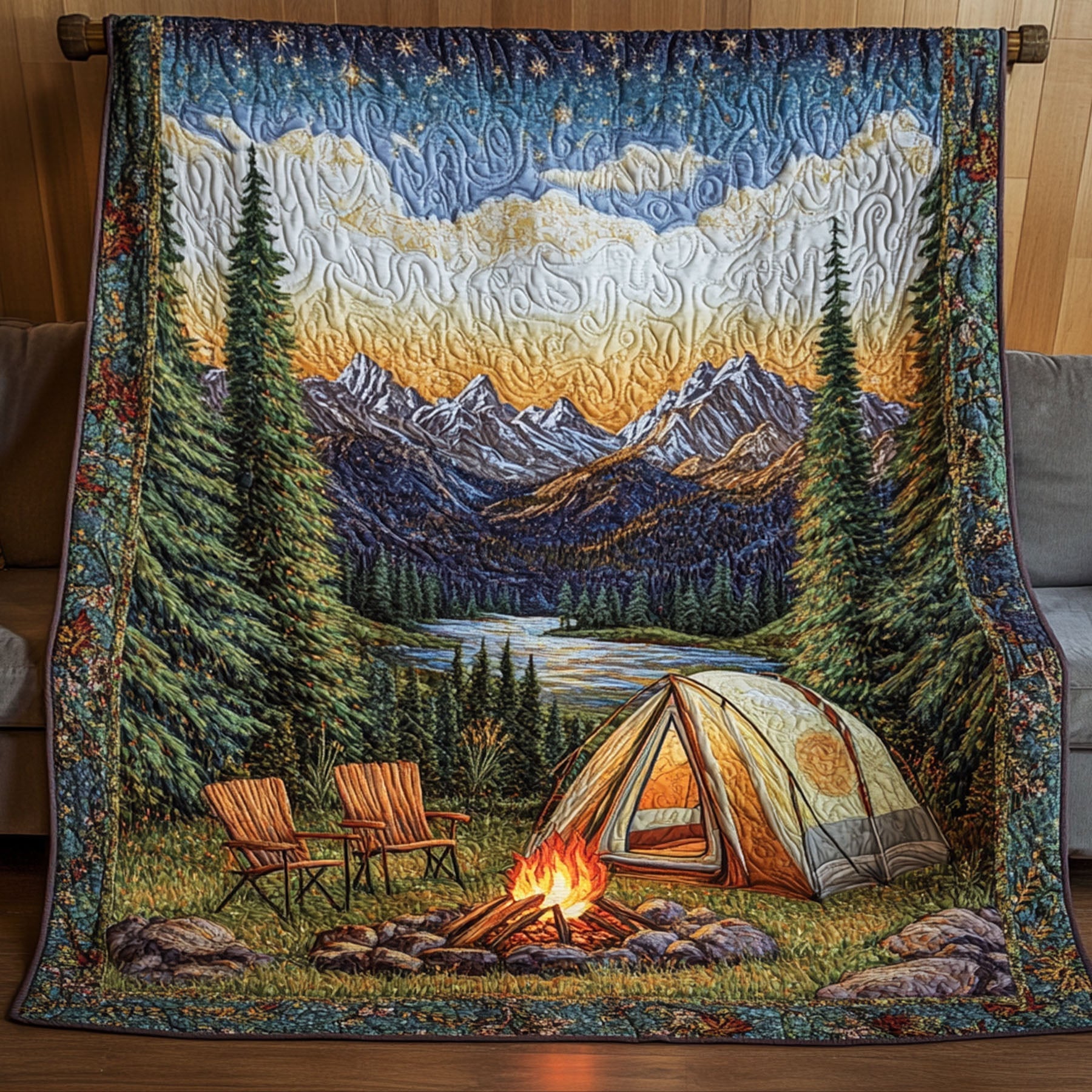 Tentside Tranquility Quilted Blanket Cute Colorful Blanket Best Camping Gifts 2025 Tentside Tranquility Quilted Blanket Cute Colorful Blanket Best Camping Gifts 2025