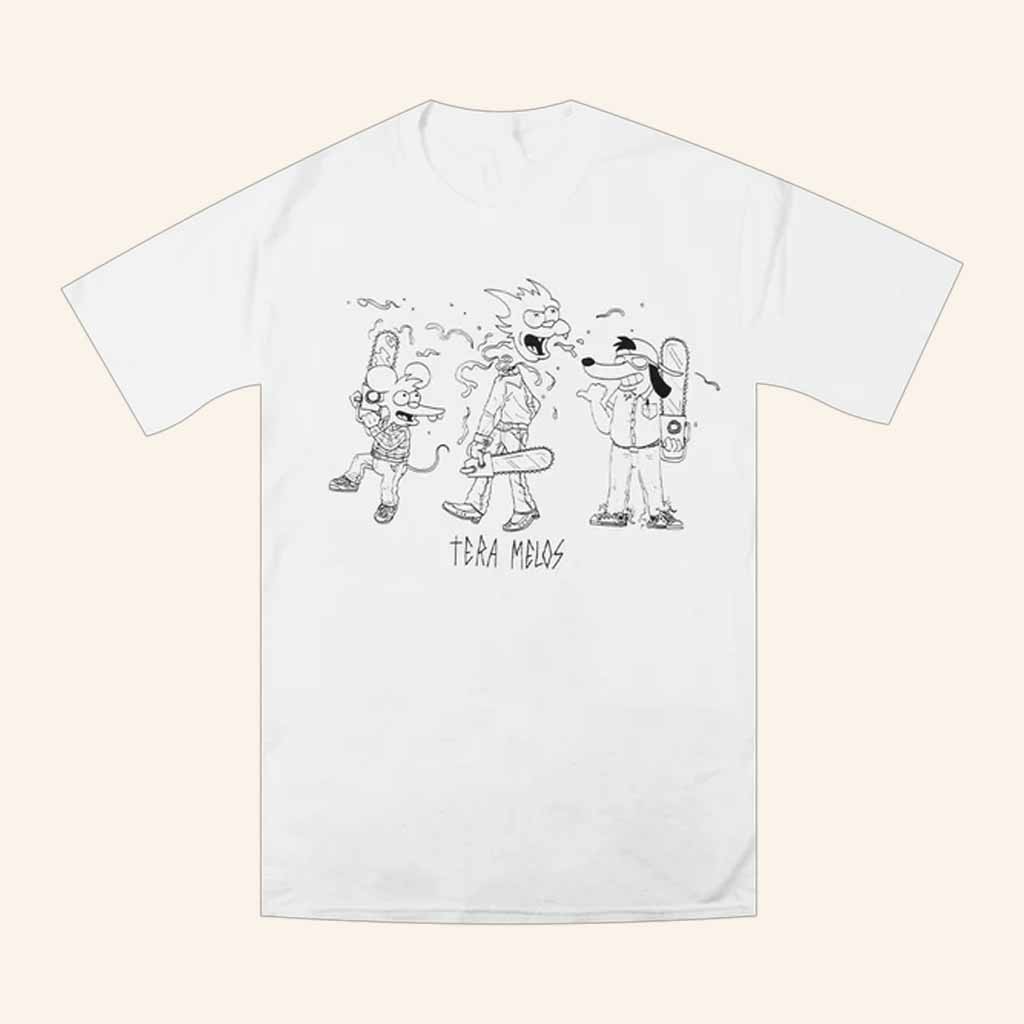 Tera Melos Merch Itchy Scratchy And Poochie White T-Shirt Gift For Brother Tera Melos Merch Itchy Scratchy And Poochie White T-Shirt Gift For Brother