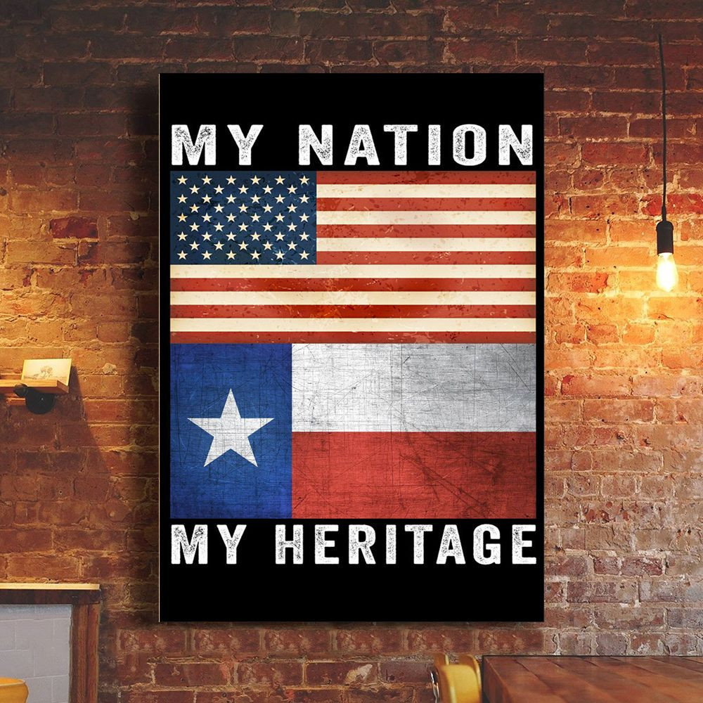 Texas And American Flag My Nation My Heritage Patriotic Proud Texan Flag Indoor Outdoor