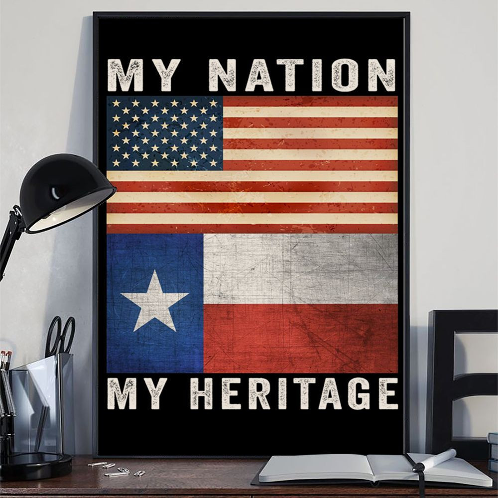 Texas And American Flag My Nation My Heritage Patriotic Proud Texan Flag Indoor Outdoor