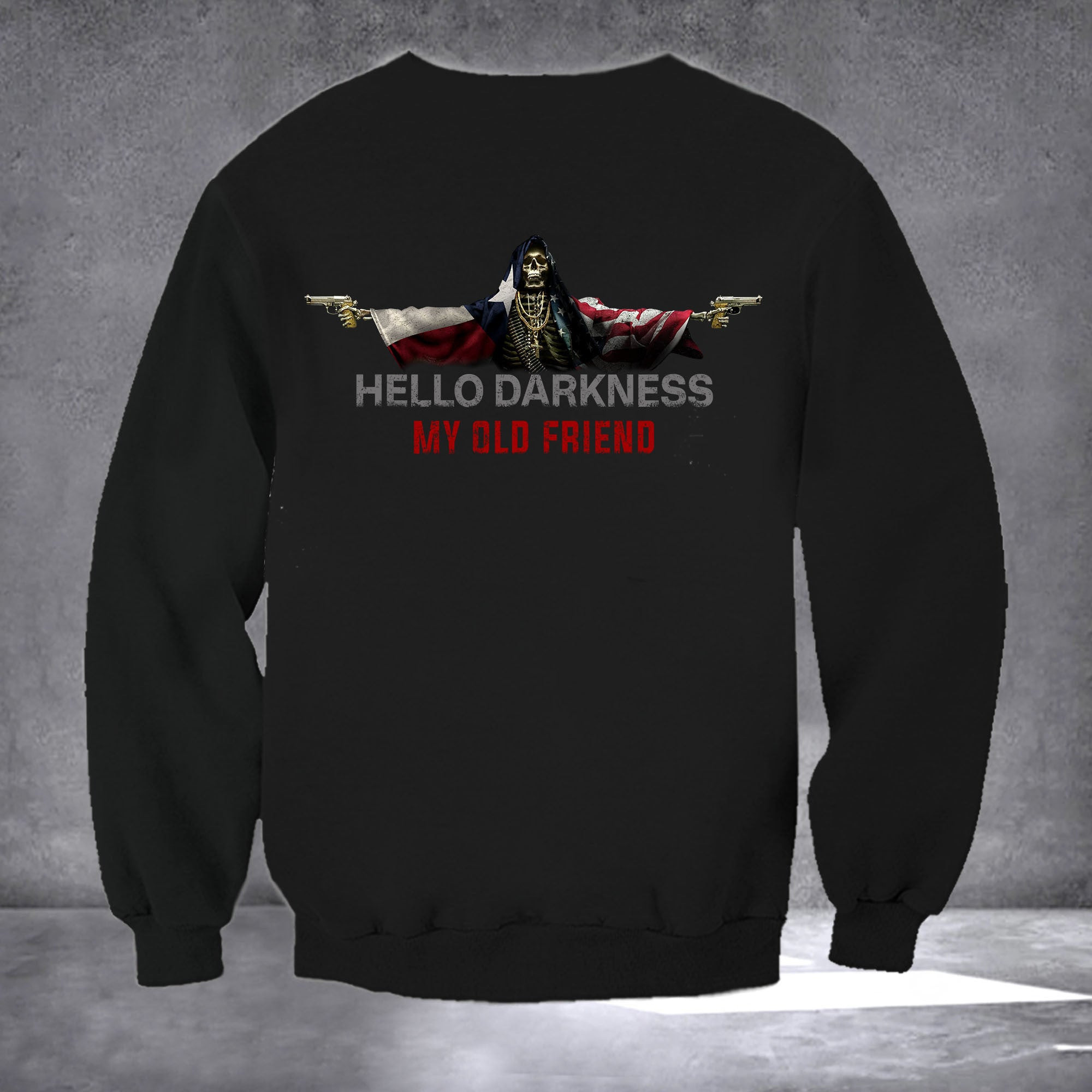 Texas And American Flag Skull Hello Darkness My Old Friend Hoodie Gift Ideas For Cops Texas And American Flag Skull Hello Darkness My Old Friend Hoodie Gift Ideas For Cops