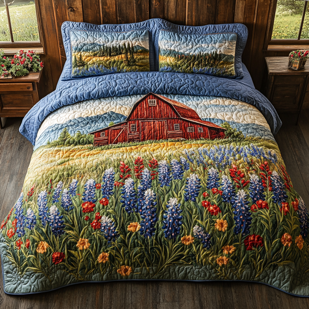 Texas Barn Quilted Bedding Set Duvet Cover Bedspread Texas Christmas Gifts