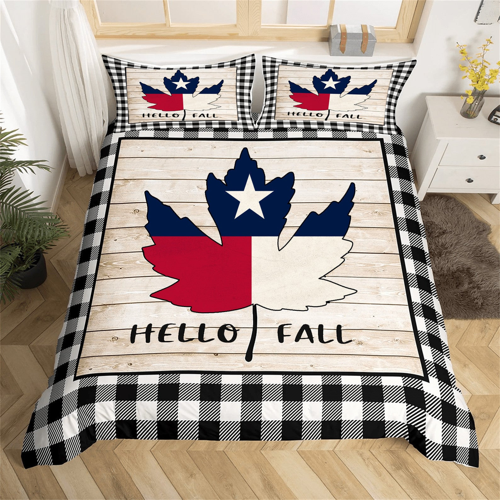 Texas Flag Maple Hello Fall Bedding Set Duvet Cover Set Bed Room Decoration Texas Flag Maple Hello Fall Bedding Set Duvet Cover Set Bed Room Decoration