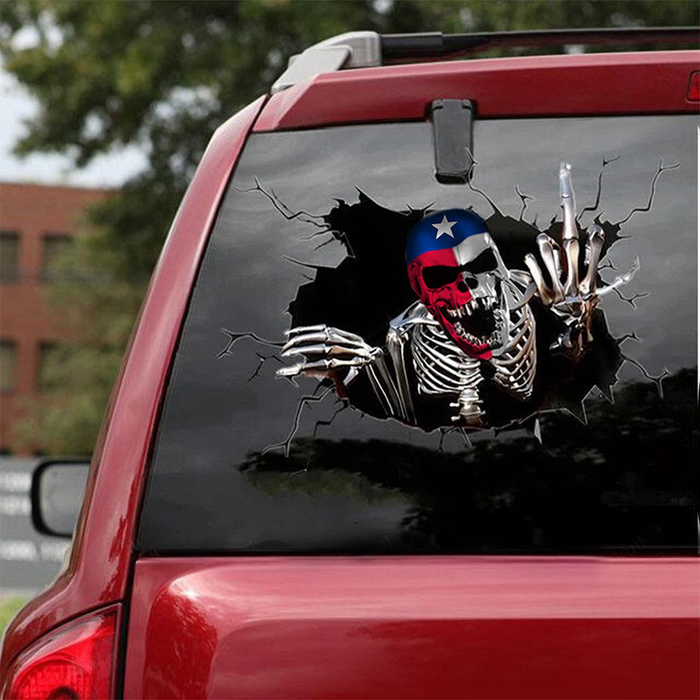 Texas Flag Skeleton With Middle Finger Car Sticker Cool Texas Car Decal Sticker Texas Flag Skeleton With Middle Finger Car Sticker Cool Texas Car Decal Sticker