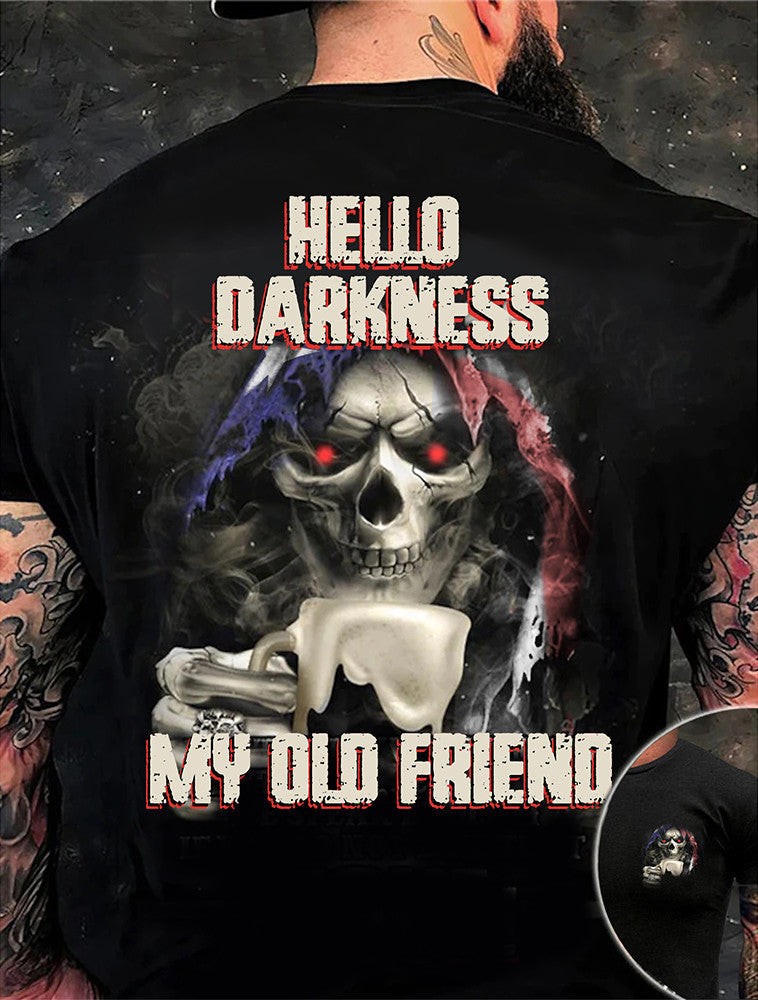 Texas Skull Hello Darkness My Old Friend Shirt Cool Sayings Texan Clothing Texas Skull Hello Darkness My Old Friend Shirt Cool Sayings Texan Clothing