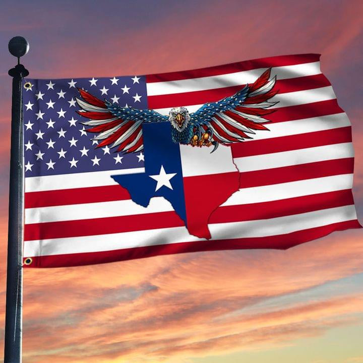 Texas State Eagle American Flag USA Patriotic American And Texas Flag Together Texas State Eagle American Flag USA Patriotic American And Texas Flag Together