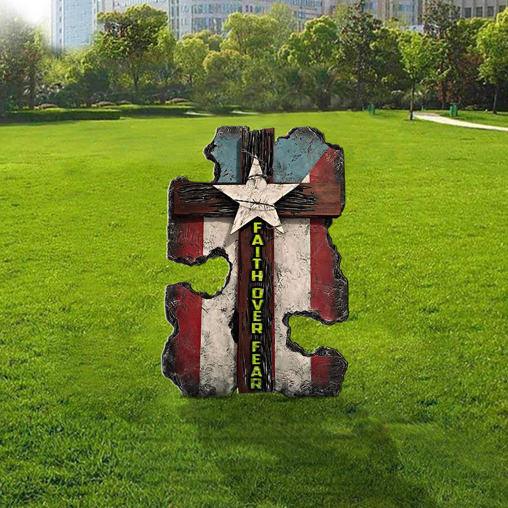 Texas State Flag Cross Faith Over Fear Yard Sign Retro Christian Merch Patriotic Outdoor Decor Texas State Flag Cross Faith Over Fear Yard Sign Retro Christian Merch Patriotic Outdoor Decor
