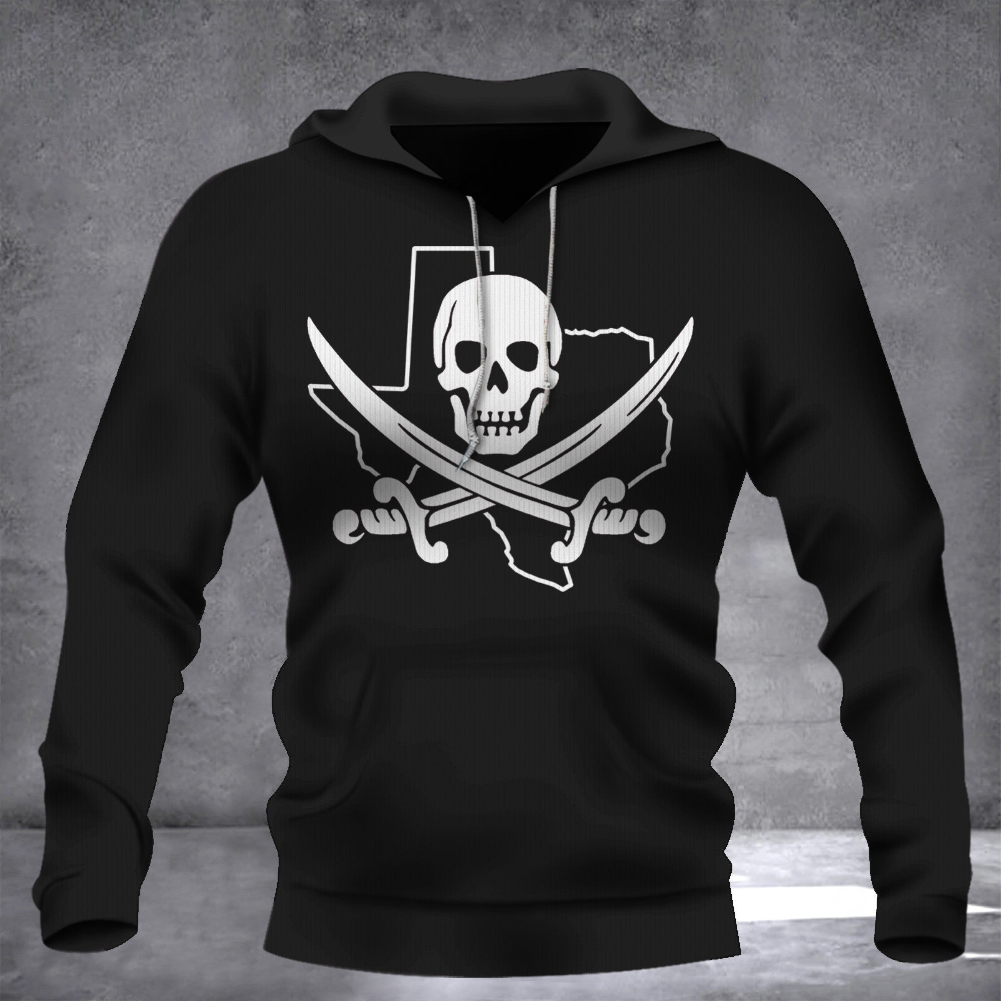 Texas State Pirate Hoodie Skull And Crossbones Black Pirate Flag Clothing Merch