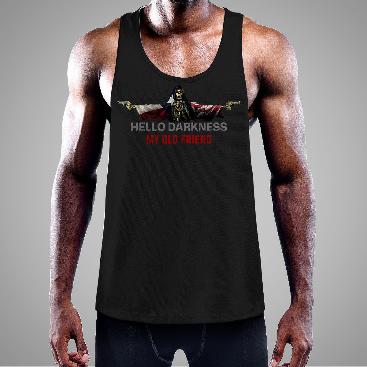 Texas States Flag Hello Darkness Tank Top Texas States Flag Hello Darkness Tank Top