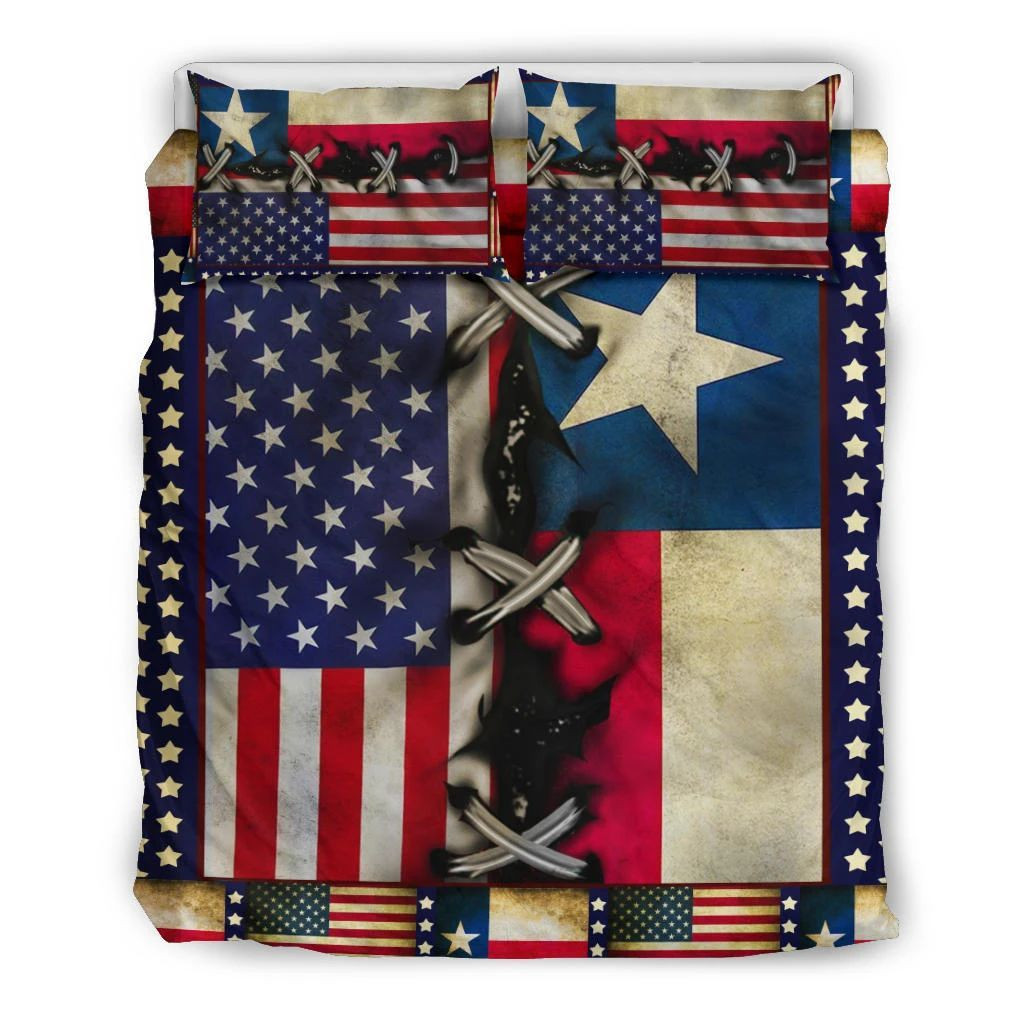 Texas With American Flag Fourth Of July Bedding Set Patriotic Gifts Bedroom Decor Texas With American Flag Fourth Of July Bedding Set Patriotic Gifts Bedroom Decor