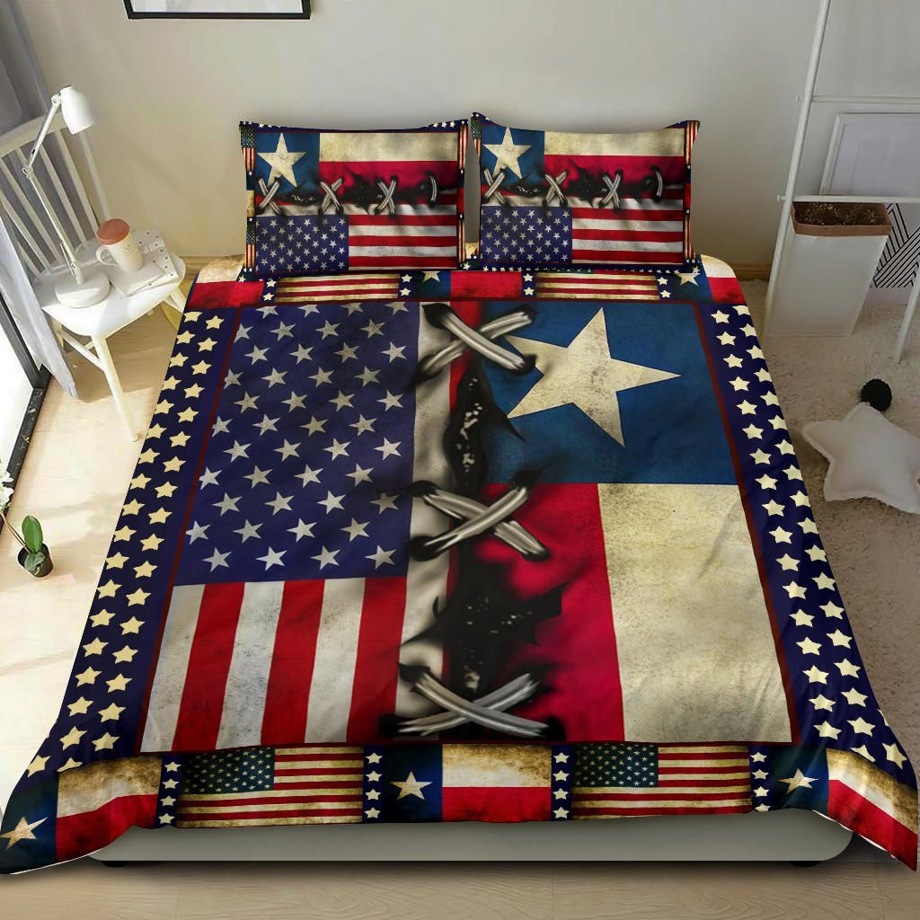 Texas With American Flag Fourth Of July Bedding Set Patriotic Gifts Bedroom Decor Texas With American Flag Fourth Of July Bedding Set Patriotic Gifts Bedroom Decor