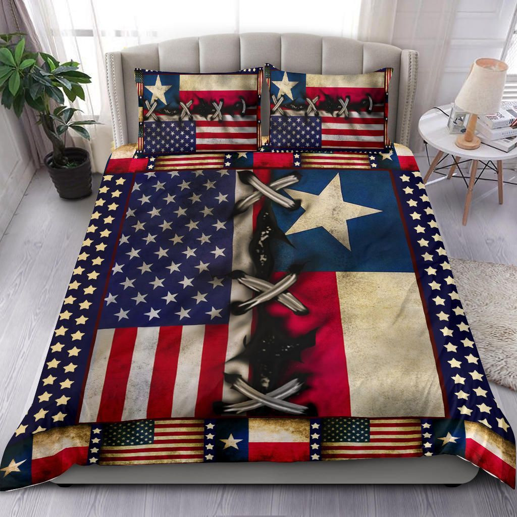 Texas With American Flag Fourth Of July Bedding Set Patriotic Gifts Bedroom Decor Texas With American Flag Fourth Of July Bedding Set Patriotic Gifts Bedroom Decor