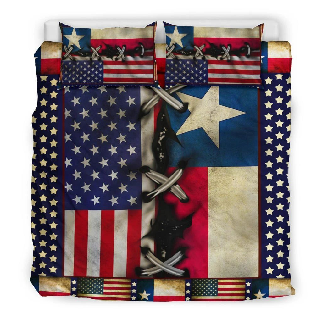 Texas With American Flag Fourth Of July Bedding Set Patriotic Gifts Bedroom Decor Texas With American Flag Fourth Of July Bedding Set Patriotic Gifts Bedroom Decor