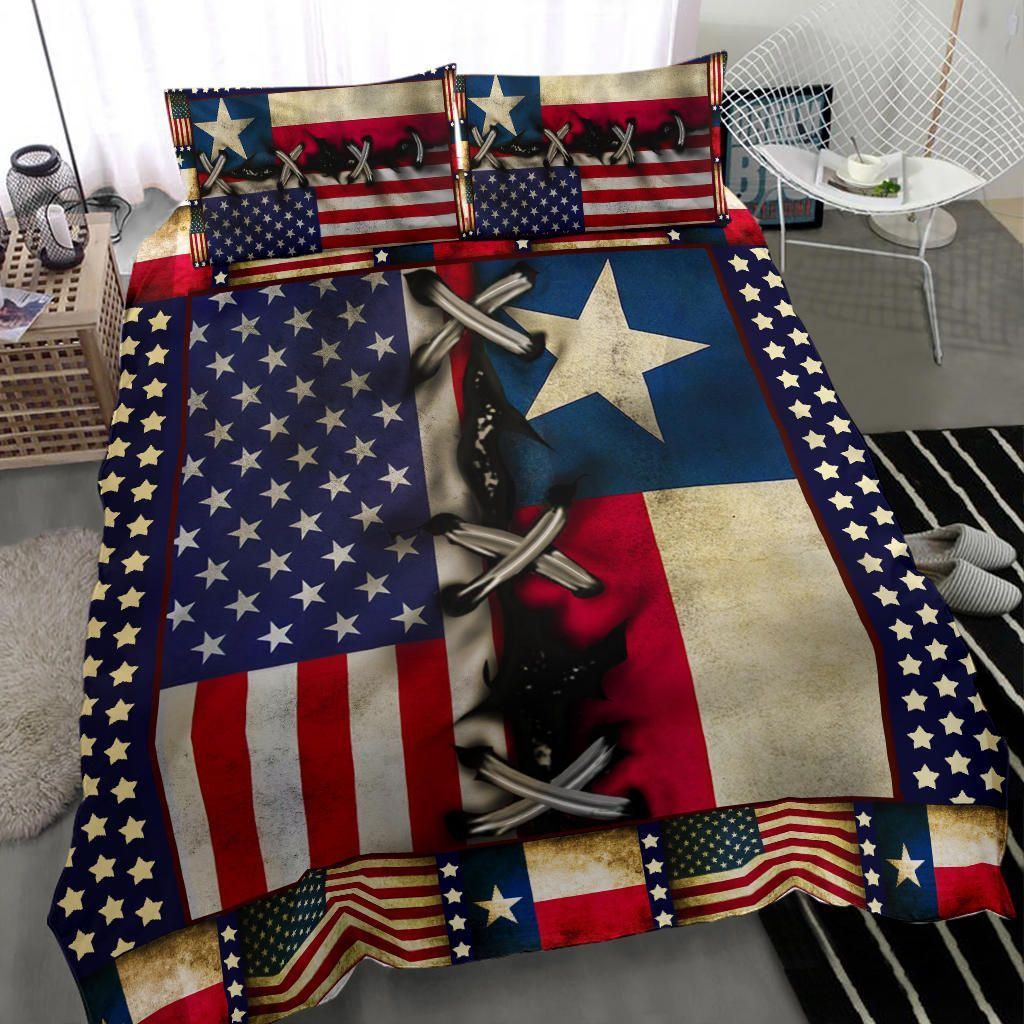 Texas With American Flag Fourth Of July Bedding Set Patriotic Gifts Bedroom Decor Texas With American Flag Fourth Of July Bedding Set Patriotic Gifts Bedroom Decor