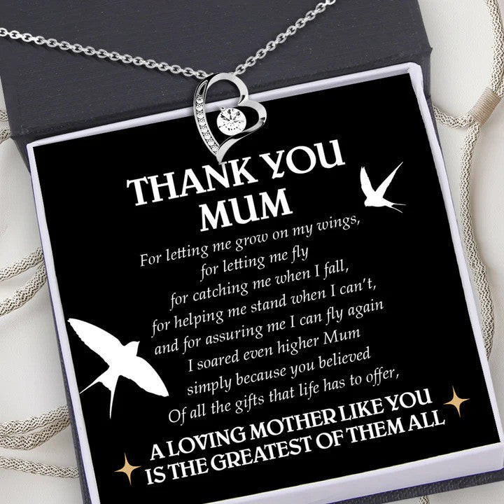 Thank You Mum Mother's Day Heart Necklace Silver Solitaire Crystal Necklace Mothers Day Jewelry Gift Ideas 2024 Thank You Mum Mother's Day Heart Necklace Silver Solitaire Crystal Necklace Mothers Day Jewelry Gift Ideas 2024