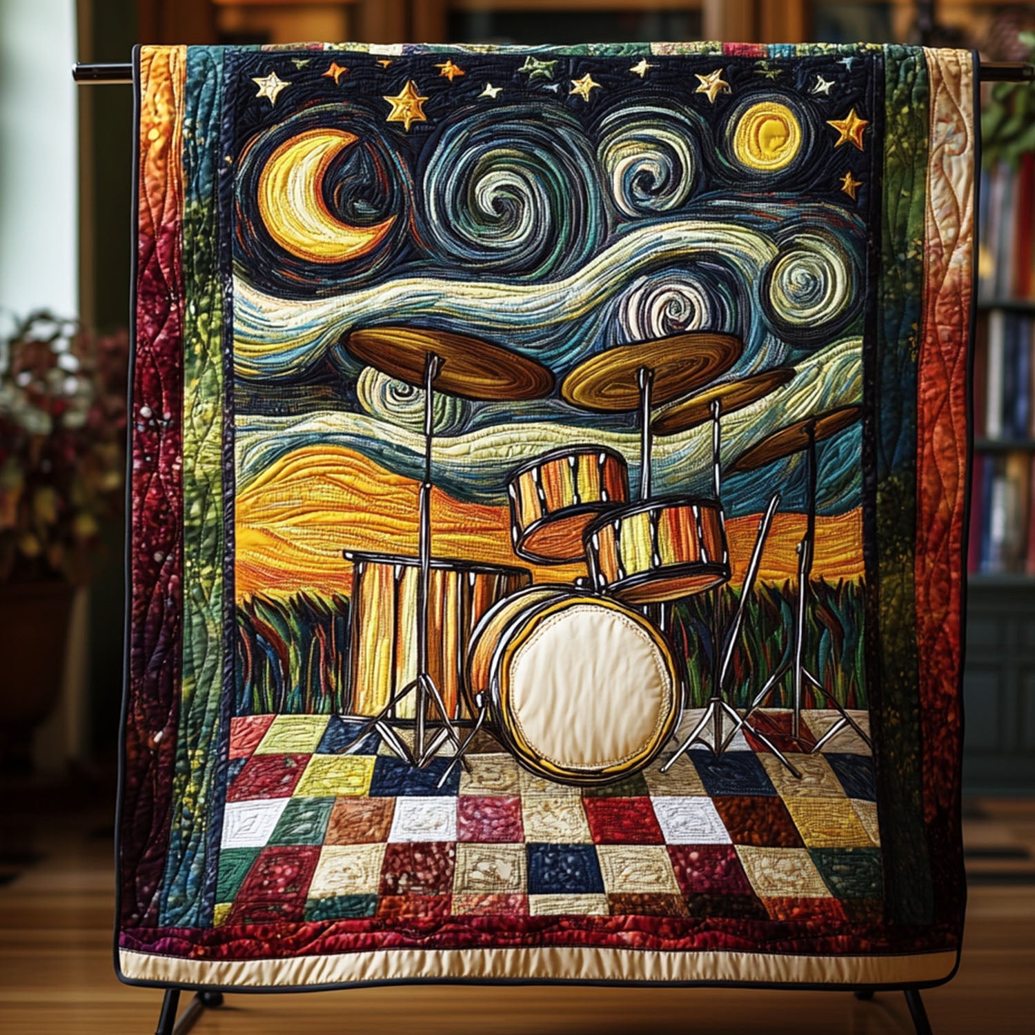 The Beat Goes On Quilted Blanket Cute Throw Blanket Gifts For Drum Players