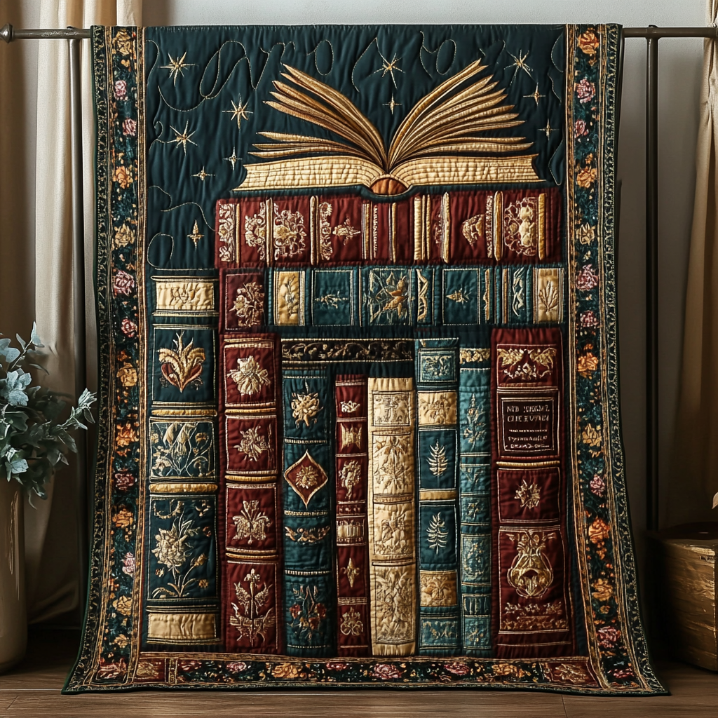 The Book Nest Quilted Blanket Cute Colorful Blanket Book Themed Gift Items