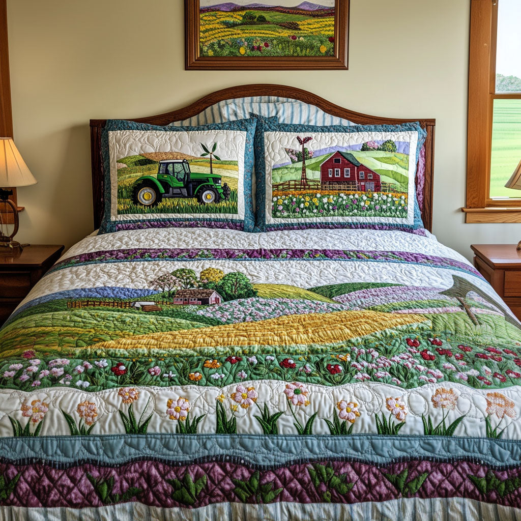 The Farmlands Quilted Bedding Set Duvet Cover Bedspread Tractor Gifts Adults The Farmlands Quilted Bedding Set Duvet Cover Bedspread Tractor Gifts Adults