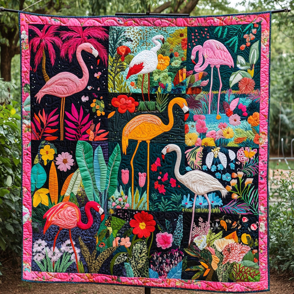 The Graceful Flamingo Quilted Blanket Cute Colorful Blanket Awesome Flamingo Gifts The Graceful Flamingo Quilted Blanket Cute Colorful Blanket Awesome Flamingo Gifts