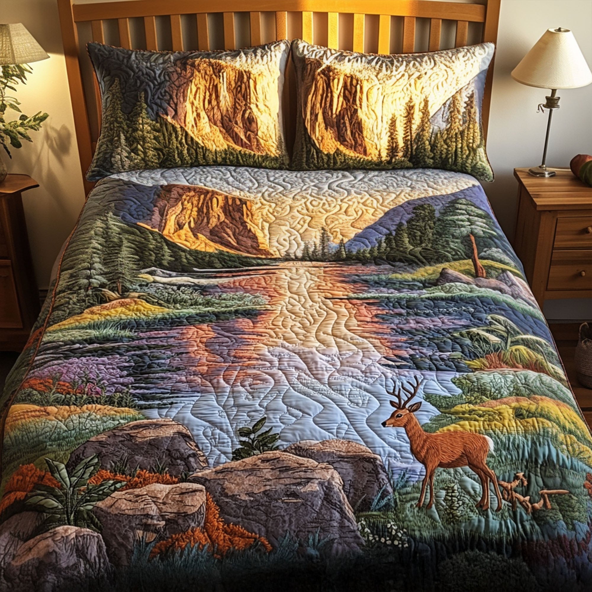 The Heart of Yosemite Quilted Bedding Set Duvet Cover Bedspread Unusual Deer Gifts Items