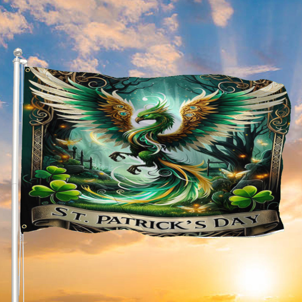 The Irish Phoenix St. Patrick's Day Flag Saint Patricks Day Flag Irish Merch Holiday Decor