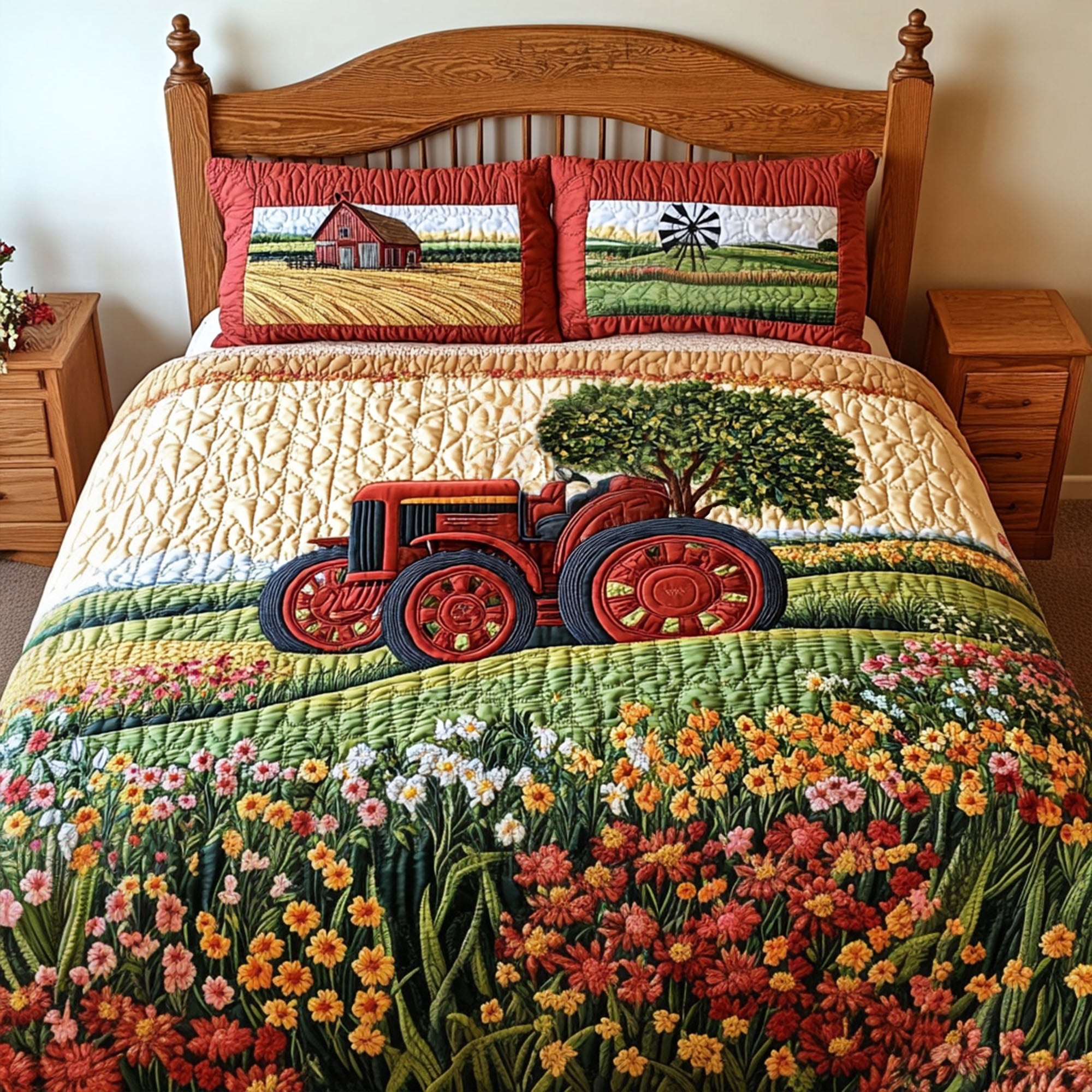 The Old Farmall Quilted Bedding Set Duvet Cover Bed Sheet Set Tractor Gifts For Men The Old Farmall Quilted Bedding Set Duvet Cover Bed Sheet Set Tractor Gifts For Men