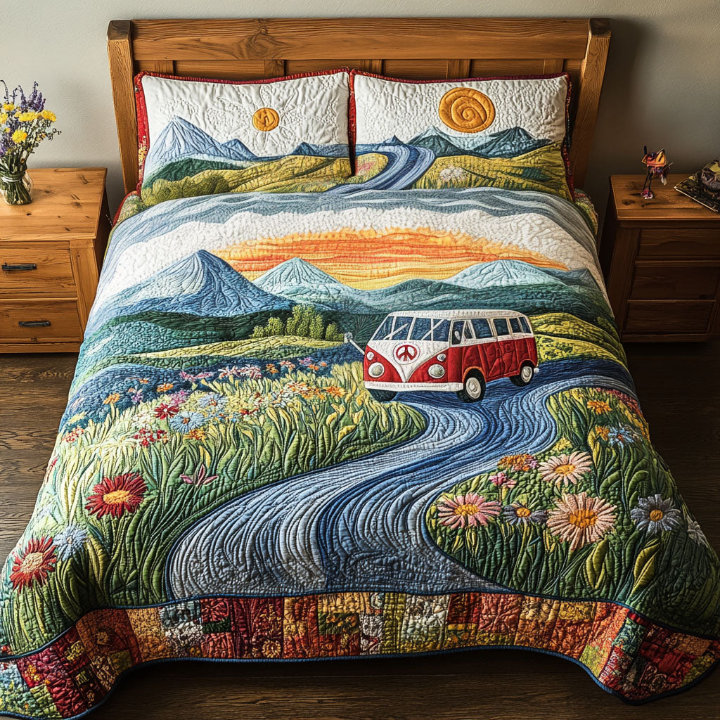 The Peaceful Explorer Quilted Bedding Set Duvet Cover Bedspread Camping Gifts Fathers Day