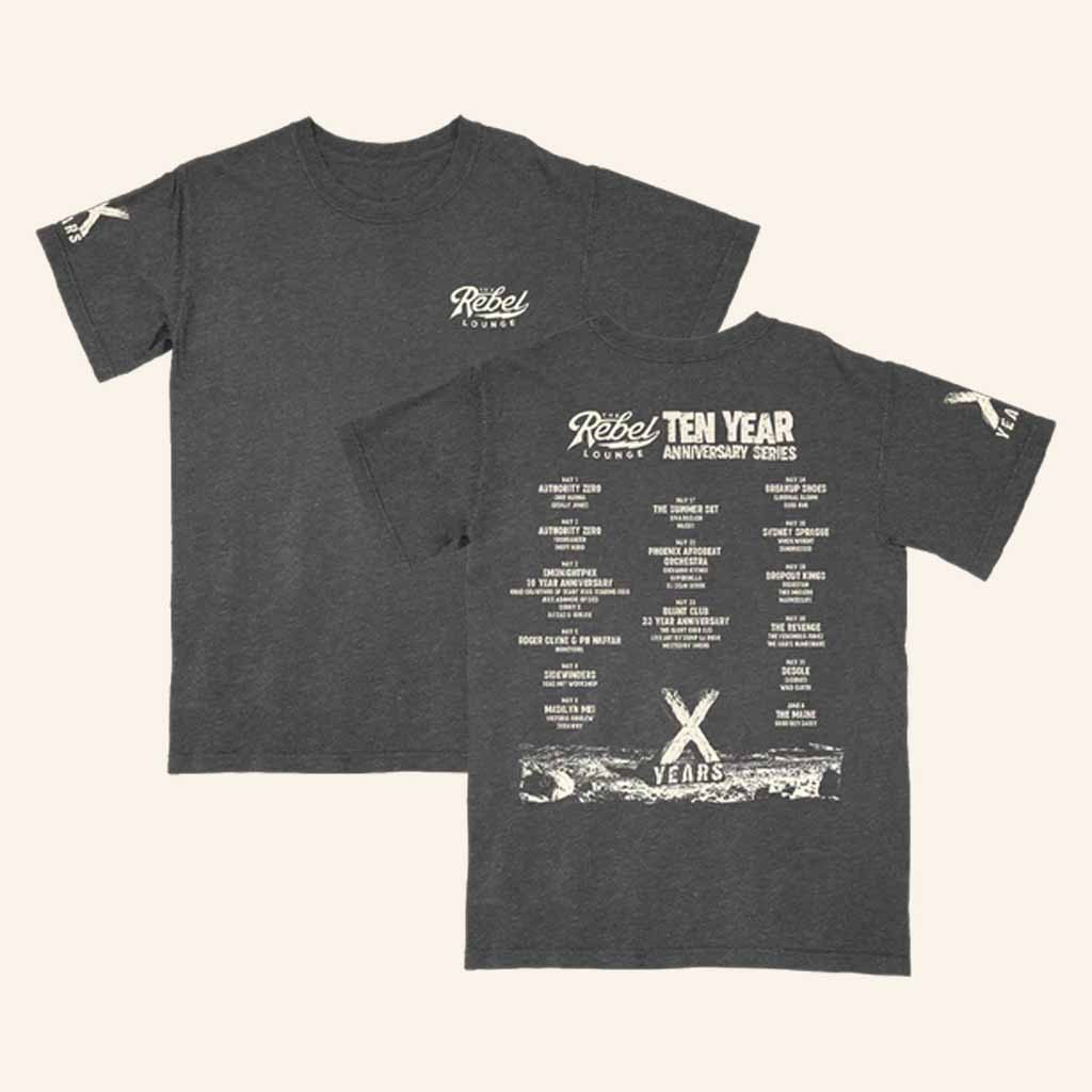 The Rebel Lounge Merch Ten Year Anniversary Series T-Shirt Gifts For Music Lovers